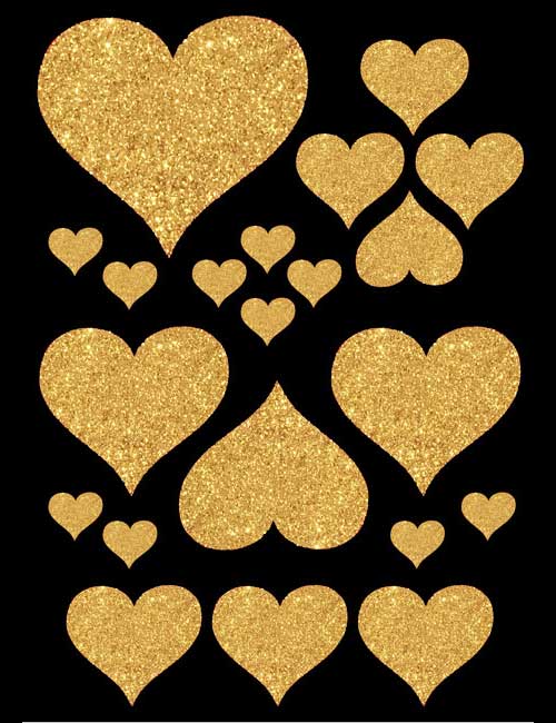 Hjerte glitter gull