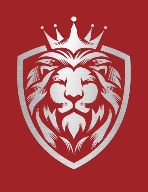 Strykemerke konge løve Sølv rød bakgrunn